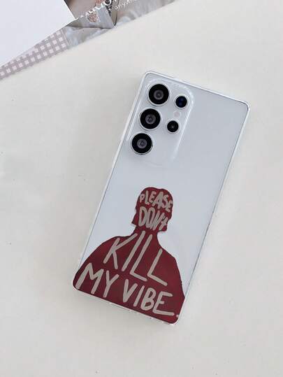 1pc Silhouette Letter Design Phone Case, Precise Cutout Camera Protection Compatible With Samsung, Nothing, Pixel, INFINIX, Redmi Protective Cover