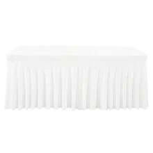 1 pieza Mantel de mesa de tela de espándex blanco, resistente a las arrugas y lavable, se ajusta a mesas de comedor rectangulares, funda elástica para mesa de patio, adecuada para bodas, banquetes, fiestas, estilo Ins de lujo, mantel elástico blanco para hotel, banquete, cumpleaños, conferencia