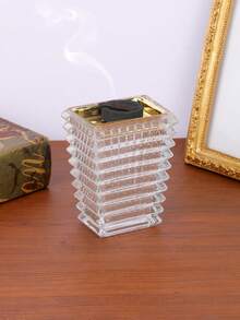 1 Pieza/1 Set Quemador de incienso de vidrio cuadrado único, estilo moderno y sencillo, soporte de incienso creativo. Úselo en la decoración del hogar, dormitorios, salas de estar (como centros de mesa), oficinas, pisos de yoga y fiestas para crear una atmósfera elegante.