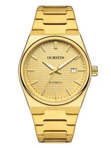 OCHSTIN Herren Goldene Uhr, Luxus Edelstahl Uhr, personalisierte vollautomatische mechanische Uhrwerk Armbanduhr, klassische Herrenuhren