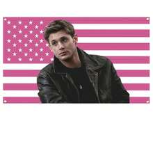 3x5 Ft Jensen Ackles Pink American Flag Tapestry With 2 Metal Rings, Suitable For Bedroom, Living Room, Dorm Decor - Multicolor - View 7