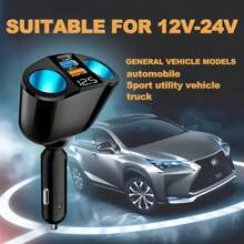 YITUMU Caricabatterie per auto con display digitale della tensione - 2 porte USB + Type-C e doppia porta per accendisigari | Ingresso 12V/24V per telefoni/tablet/ventilatori USB