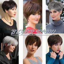 Short Hair Toppers Hairpieces For Women With Thinning Hair Synthetic Wiglet Hair Topper For Women With Thin Hair Large Coverage Top Crown Hairpiece For Woman Shades Of Dark Brown,Red And Golden - 淺灰色 - 查看 5