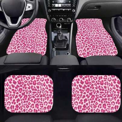 Easypie Selection 2 peças/4 peças Esteira de Assento de Carro com Estampa de Leopardo, Esteira de Assento Dianteiro e Traseiro de Carro com Estampa de Leopardo Marrom, Tapetes de Carpete de Carro para Acessórios Decorativos de Carro, Padrão de Estampa de Leopardo Marrom da Moda, Tapetes de Carro, Tapetes de Chão de Carro, Padrão de Estampa de Leopardo Marrom Legal, Tapetes Antiderrapantes de Carro, Resistentes à Sujeira, Crie um Espaço de Condução Exclusivo