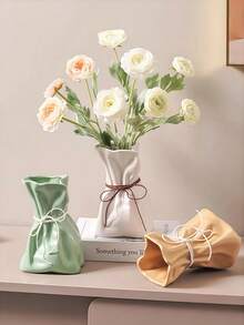 1pc ABS Flower Vase, Modern Solid Color Flower Vase For Aesthetic Room Decor,Boho Decor Wedding Dinner Table Party Office Centerpiece Table Decorations,Autumn Decorations, Autumn Gifts For Friends And Family Home Decor Glass Vase - Multicolor - View 1