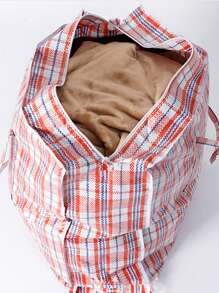 Extra Large Strong And Durable Moving Packing Bags, Reusable Store Zip Bag, High Capacity Clothes Storage Bag, Jumbo Plastic Checkered Storage Laundry Shopping Bags W. Zipper & Handles, Foldable And Reusable, School Organizer Bags Teacher Storage Bags