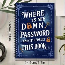 有趣的螺旋密码笔记本，配有蓝绿色封面和金色钥匙设计 - 35 页，用于安全的互联网和计算机登录、用户名和密码 - 非常适合家庭、办公室或剪贴簿套件、密码簿、学校用品、返校