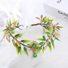 Magical Fairy Leaf Crown - Plastic Elf Princess Headpiece, Suitable For Cosplay, Halloween Costume, Wedding Photography, Zinc Alloy - Green - View 7