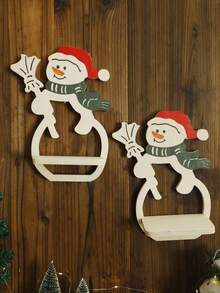 1pc Christmas Snowman - Shaped Wall Shelves, Wooden Decorative Shelves With Santa Hat & Scarf, Hanging Wall Decor For Living Room, Bedroom, Bathroom, Festive Holiday Home Decor, Unique Gift For Housewarming Christmas Decorations Room Decor