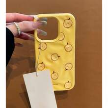 Funda para teléfono color aguacate, acabado brillante con patrón de meteorito arrugado, resistente a golpes, compatible con phone 16 Pro, 15, 14 Plus, 13, 12 y 11. Ideal para Año Nuevo, Pascua, Halloween, amigos y familia. - Amarillo - Ver 1