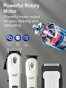 LQT 1/2/3pcs [Multi-Functional Haircut Set] Professional Men's Haircut Set, Rechargeable Electric Hair Clipper And Shaver, Men's Beard Trimmer, Hair And Body Grooming Kit, Home Haircutting Styling Set, Gift For Dad/Boyfriend - White - View 12