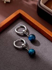 Multicolor Tiger Eye Stone Beaded Pendant Stainless Steel Earrings, Essential Gift For Women. The Stone Shape And Color May Vary, And Slight Cracks Or Mineral Spots Are Normal.