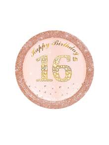 10pcs 16th Birthday Decorations For Princess Rose Gold Sweet 16 Birthday Party Supplies For Her 16th Happy Birthday Plates And Napkins Cups Tableware For Daughter Sweet 16th Birthday Party Favor - Multicolor - View 9