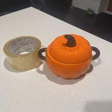 1 套带盖陶瓷汤碗创意南瓜造型家用带耳汤碗。 - 彩色 - 查看 6