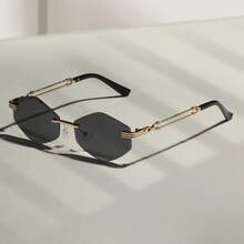 1 Pair Rhombus Frameless Glasses - New Fashion Glasses - Retro Glasses - Chic Glasses, Unisex