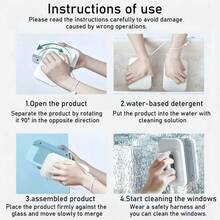 双面磁性玻璃清洁器 - 非电动手动玻璃清洁器，适用于高层建筑，采用强磁吸附设计，可安全清洁厚度达 0.5 英寸的单层玻璃 - 室内外均可使用，内外磁性玻璃清洁工具 - 彩色 - 查看 10