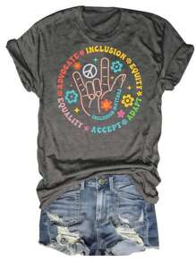 Promoting Inclusion Advocacy, Equality, Acceptance, Adaptation Womens Tshirt Black Grey White