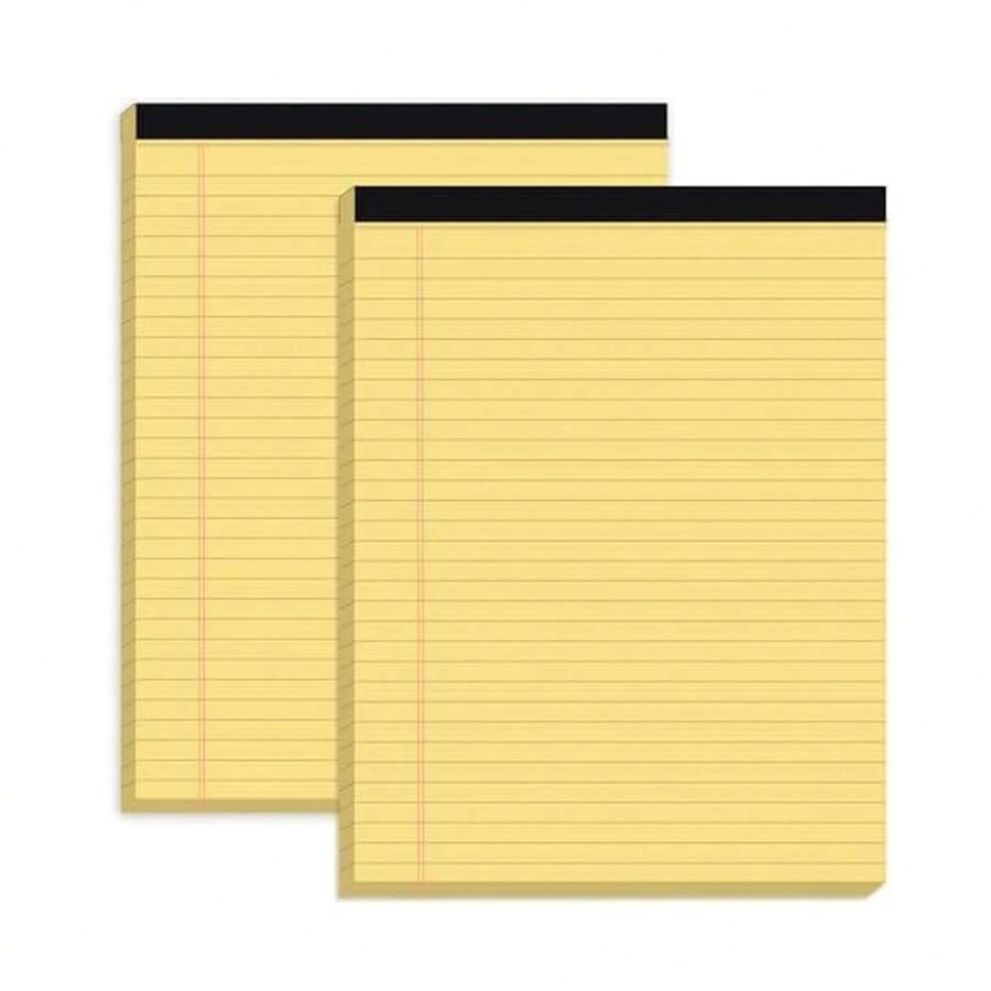 2PCS Legal Pads, 21.5 X 28cm 50 Sheets Wide Ruled Lined Perforated Notepads Writing Pads Yellow Paper Pads For Student Study Work Office - 21.5*28CM - View 1
