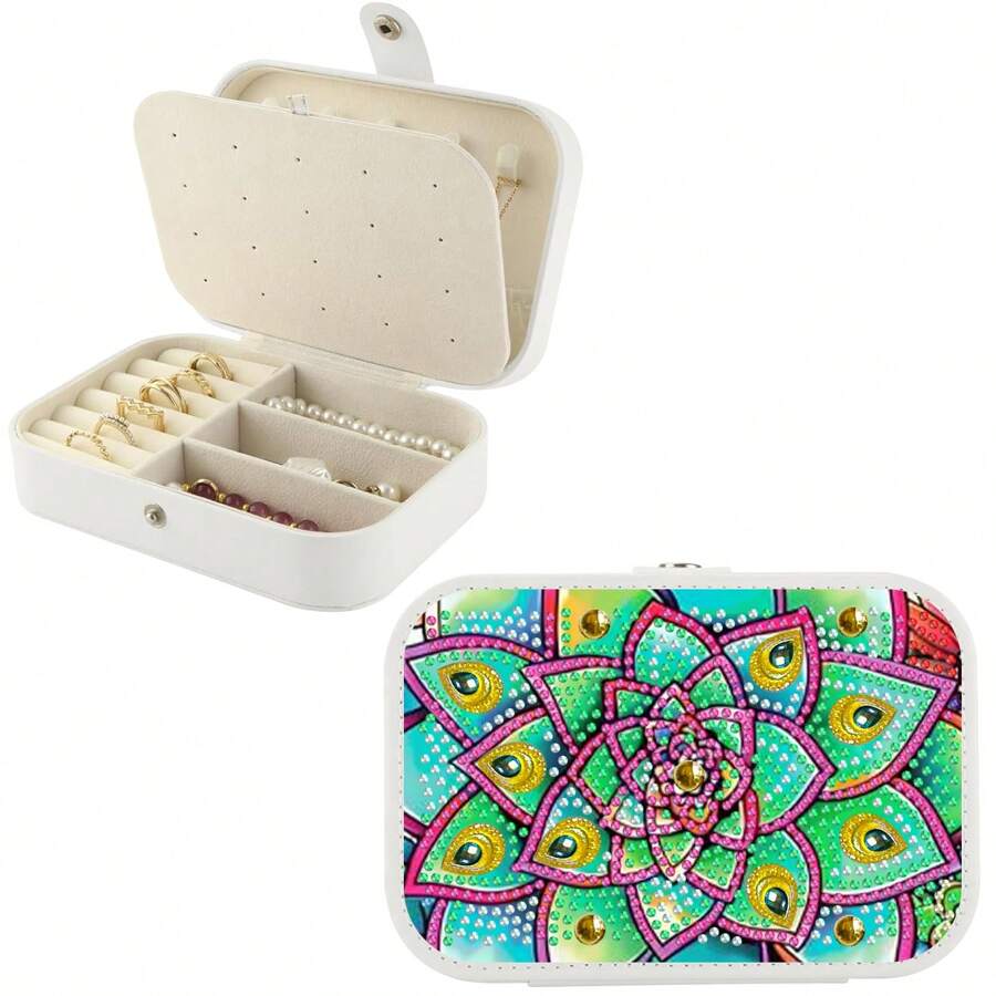 1pc Adult DIY Diamond Art Painting Kit, Jewelry Box, Diamond Painting Set, Green Succulent Flower Pattern, Adult Paint By Numbers, 5D Diamond Painting Kit, Diamond Painting Craft Gift Suitable For Jewelry Storage, Adult Paint By Numbers, Ideal Gift For Christmas, Halloween, Valentine's Day