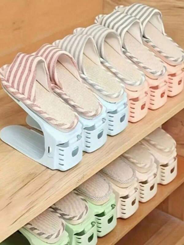 5/10/20-Piece Adjustable Shoe Rack - Space-Saving, Easy-To-Assemble Storage Rack, Adjustable To Various Heights, Suitable For Slippers, Sneakers, High Heels, Etc. Ideal For Wardrobe Organization, Shoe Storage, And Shoe Racks. Suitable For Entryways, Bedrooms, Homes, And Dormitories. - Durable Plastic Material.