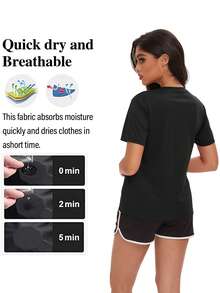 HOPLYNN 5-Piece Summer Lightweight T-Shirt Slim Fit Sports Workout Women's Short-Sleeved T-Shirts, Sports Basic Performance Simple Shirts - Nhiều màu - Xem 6