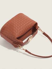 Bolso de mano tejido de piel sintética para mujeres, bolso de moda tipo tote, bolso casual cuadrado pequeño para el hombro, monedero ligero, adecuado para chicas, damas, estudiantes universitarias, jóvenes profesionales, versátil para combinar con atuendos