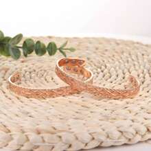1 Peça / Conjunto Pulseira Magnética de Cobre para Mulheres e Homens, Pulseira de Bracelete de Cobre de Design Simples, Cobre com 6 Ímãs, Anel de Cobre para Homens, Pulseiras Magnéticas Ajustáveis Presentes de Joias