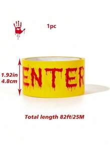 1pc Halloween Caution Tape - Blood-Splatter & Handprint Design, Bright Yellow With Red Drip "DO NOT ENTER" Text - Horror Party Decor, Haunted House Warning, Spooky Event Security Barrier, Party Door & Yard Crime Scene Decor, Halloween Decorations