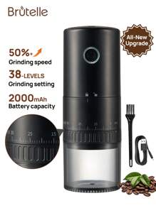 Brutelle 1pc Coffee Grinder USB Rechargeable Electric Coffee Grinder Adjustable Coarse And Fine Grinding Machine Suitable For Home Office Coffee Corner School