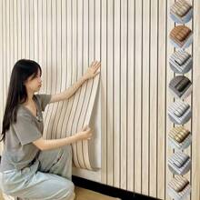 1 Roll Thick 3D Wood Grain Shapes & Stripes Vinyl Wallpaper, Self-Adhesive Peel And Stick, Suitable For DIY Wall, TV Background, Ceiling, Kitchen, Living Room, Bedroom, Wall Furniture Renovation And Home Decor, 118in X 15.7in