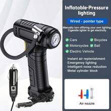 120W 数字轮胎充气泵，150 PSI 便携式空气压缩机，适用于汽车和摩托车，带 LED 灯 - 黑色 - 查看 11