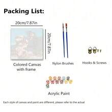 1 Set Number Painting Kit For Adult Beginner,Waves,Sunset Landscape Series Design With Wooden Frame,Acrylic Paint,Brush,Hooks For Home Wall Hanging Decoration