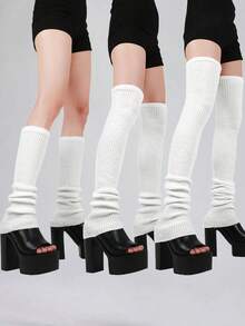 1 đôi tất dệt kim sọc dọc cao đến giữa bắp chân/đầu gối dành cho nữ, có nhiều màu sắc và kích cỡ, thích hợp để mặc hàng ngày, dự tiệc, hẹn hò và biểu diễn trên sân khấu, Y2k, ấm áp - Nhiều màu - Xem 5