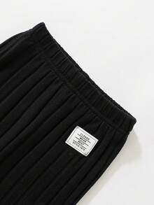 Girls Flared Pants, Children Ribbed Knit Casual Flare Trousers, Comfortable Soft Long Pants, Simple & Versatile, Spring Autumn Girls Pants - Black - View 3