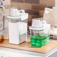 1pc Laundry Detergent Dispenser, Anti-Backflow Liquid Detergent Container, Plastic Liquid Detergent Dispenser, For Laundry Room Organization - Clear - View 4