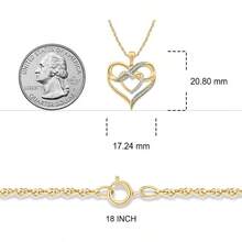 Cali Trove 1/10ct Natural Diamond Double Heart Infinity Pendant Necklace For Women  10KT Gold Heart Infinity Pendants For Her Mothers Day Jewelry Gifts In Pink, White Or Yellow Gold - 金黃色 - 查看 2