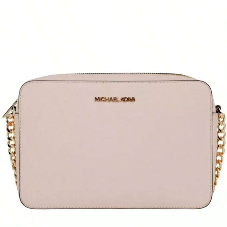 Michael Kors Jet Set Large East West Powder Blush Leather Crossbody Bag Handbag - 粉色 - 查看 1