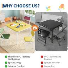 Juego de Mesa y 2 Sillas Plegables para Niños 2-6 Años | Set de Actividades con Patas Antideslizantes | Ideal para Comedor, Guardería, Aula y Espacios Pequeños - Color-5 piezas - Ver 5