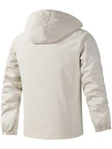 Men's Fashionable Hooded Jacket, Plaid Lining, Multi-Pocket Design, Detachable Hood, Suitable For Outdoor Activities In Spring And Autumn - Beige - View 2