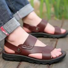 Sandalias planas de suela blanda para hombre, ideales para salir y relajarse, con suela gruesa, resistente al desgaste y antideslizante, perfectas para la playa. - Marrón - Ver 2