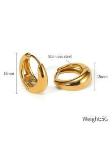 Pendientes de aro gruesos de acero inoxidable dorado para mujeres, pendientes hipoalergénicos lindos y de moda, regalo de joyería minimalista