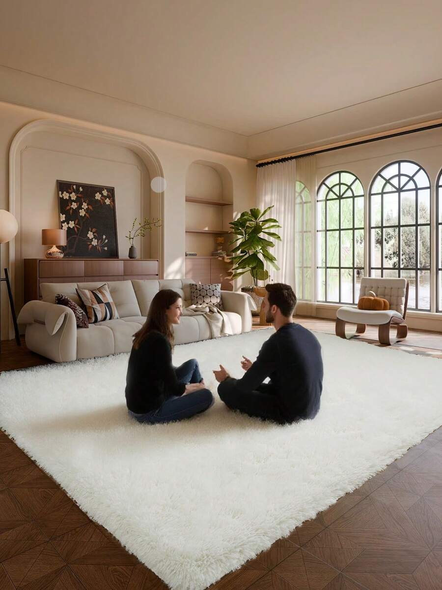 Living Room Rug Soft Fluffy Plush Carpet Bedroom Large Size Plush Rug Non-Slip High Pile Modern Indoor Carpet - Upgrade D35 Gray Long Hair - View 1