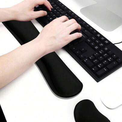 2pcs Rubber Keyboard Wrist Rest And Symbol Mouse Pad