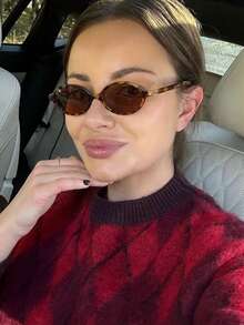 1 Pair Retro Oval Small Frame Fashion Fashion Glasses, Unisex, Stylish High-End Casual Daily Wear, Women Beach Accessory Glasses - Brown - View 4