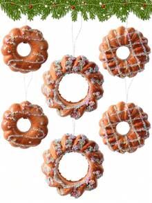 3PCS/6PCS Christmas Donut Candy Set In Coffee Color Suitable For Christmas Tree Decoration Home Decor Christmas Decorations Room Decor Winter