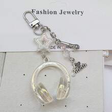 1pc Unisex Ombre Music Note Keychain Earphone Phone Strap Versatile CCD Card Holder Student Backpack Pendant Music Festival Gift Keychain For Bag Car Accessories For Women - Multicolor - View 11