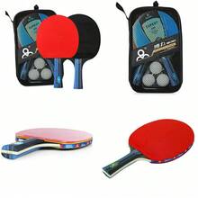 New Speed And Spin PPong Table Tennis Set / Rackets With 2 Bats,3 Balls & Bag - Red - View 1