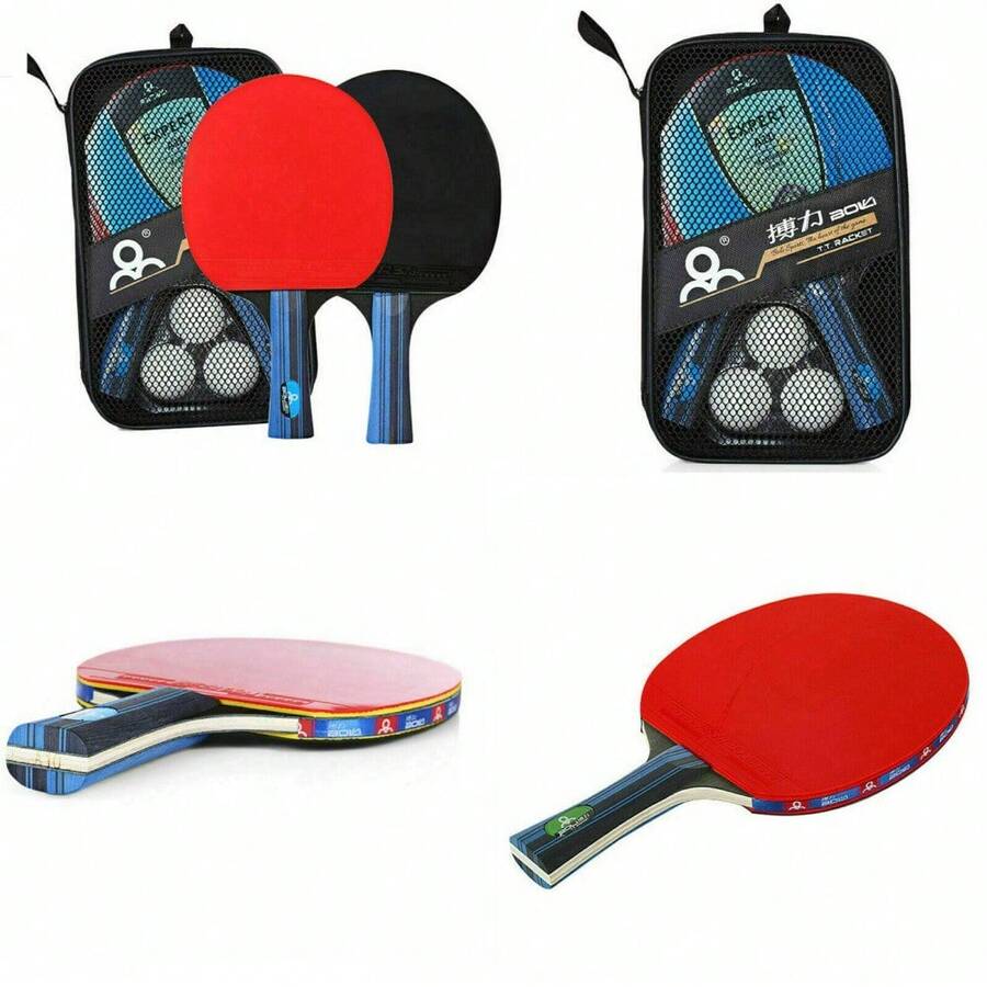 New Speed And Spin PPong Table Tennis Set / Rackets With 2 Bats,3 Balls & Bag - Red - View 1