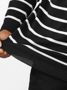 Men's Casual Striped Crew Neck Long Sleeve Sweater , Fall Winter - Black - View 6