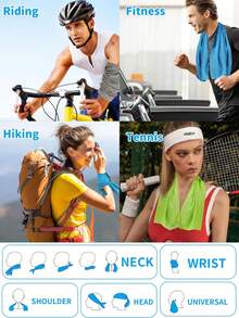 1条速干降温毛巾(可选硅胶套) - 超细纤维颈巾,适合徒步、跑步、健身、旅行和夏季运动 | 最适合炎热天气、露营、户外训练和返校使用的降温毛巾 - 彩色 - 查看 6